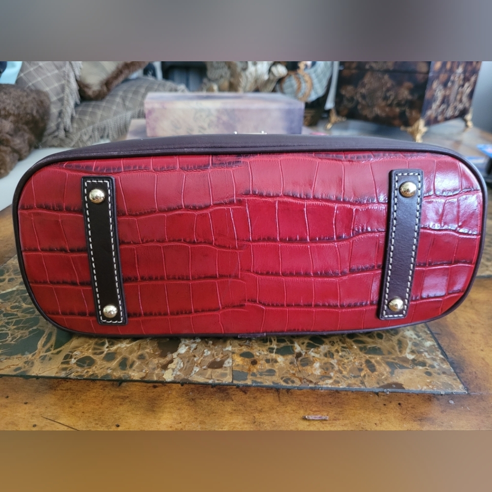 Dooney & Bourke Red Croc-Embossed Leather Satchel - Picture 6 of 11